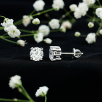 Certified 2.7 Carat Cubic Zirconia Stud Earrings with Screw Back