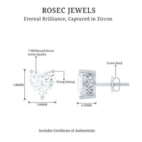Heart Shape Cubic Zirconia Solitaire Stud Earrings