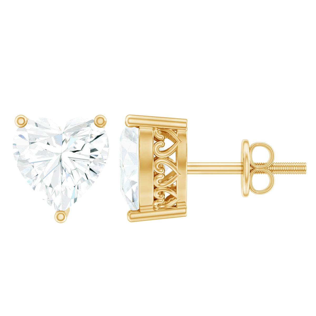 Heart Shape Cubic Zirconia Solitaire Stud Earrings