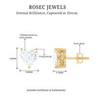 Heart Shape Cubic Zirconia Solitaire Stud Earrings