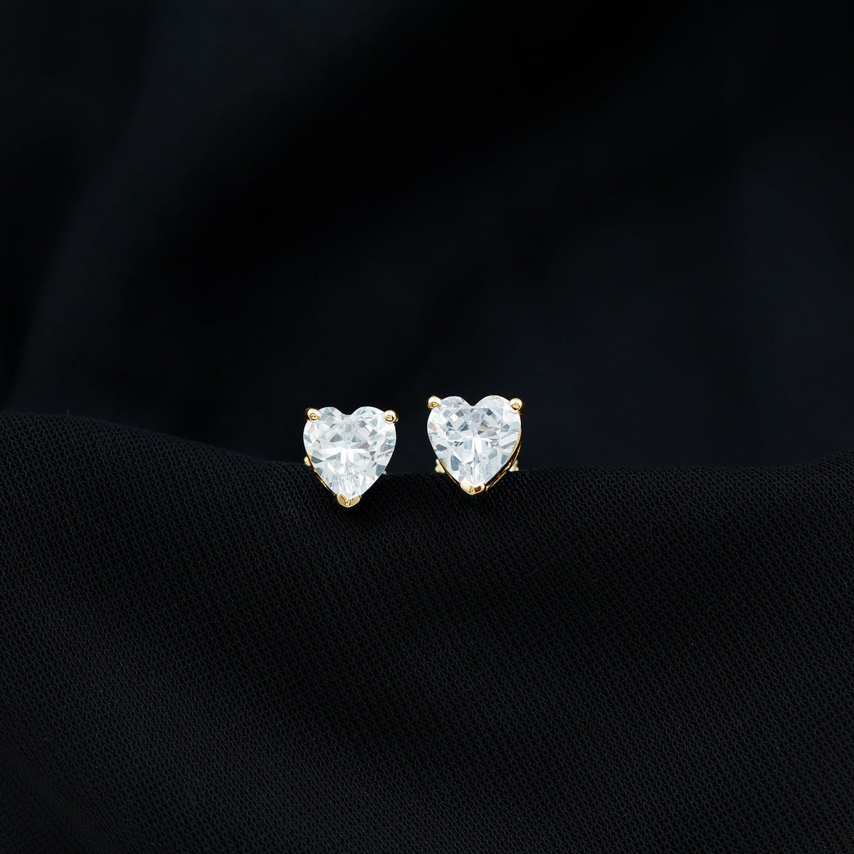 Heart Shape Cubic Zirconia Solitaire Stud Earrings