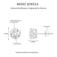2 CT Round Cut Zircon Solitaire Stud Earrings in Crown Setting