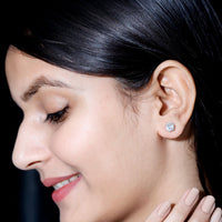 1 Carat Round Cubic Zirconia Crown Stud Earrings in Silver