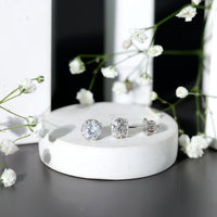 1 Carat Round Cubic Zirconia Crown Stud Earrings in Silver