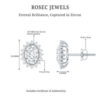 Certified 1.9 Carat Oval Cut Cubic Zirconia Studs