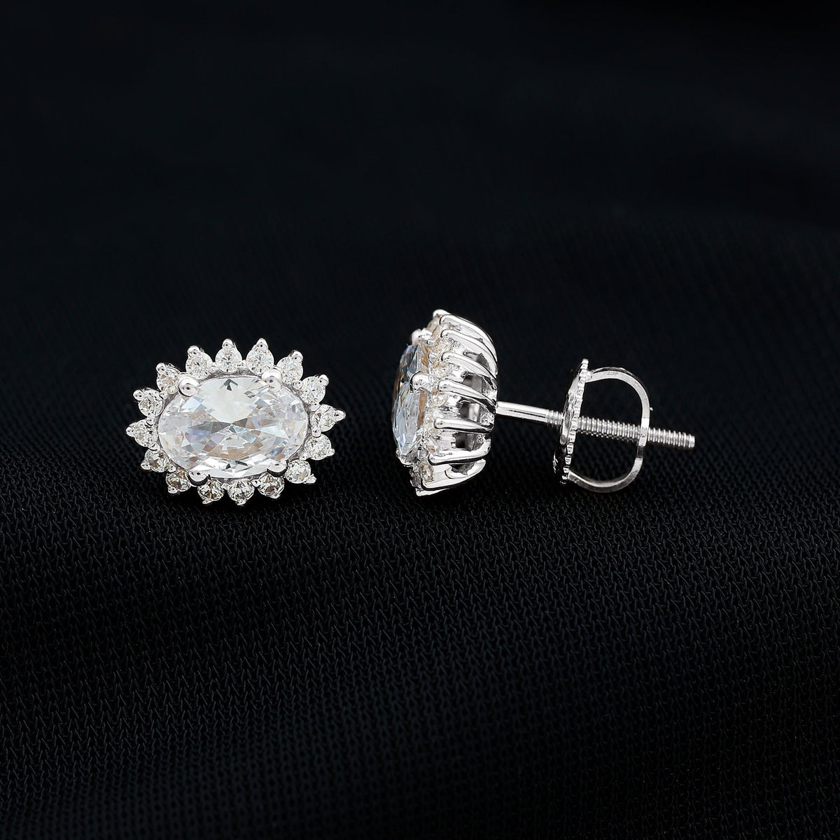 Certified 1.9 Carat Oval Cut Cubic Zirconia Studs