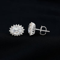 Certified 1.9 Carat Oval Cut Cubic Zirconia Studs