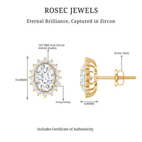 Certified 1.9 Carat Oval Cut Cubic Zirconia Studs