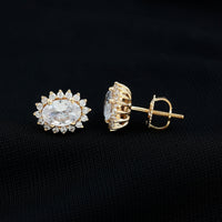 Certified 1.9 Carat Oval Cut Cubic Zirconia Studs