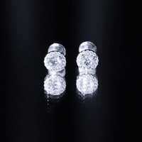 Certified 1 Carat Round Cut CZ Diamond Stud Earrings in Silver