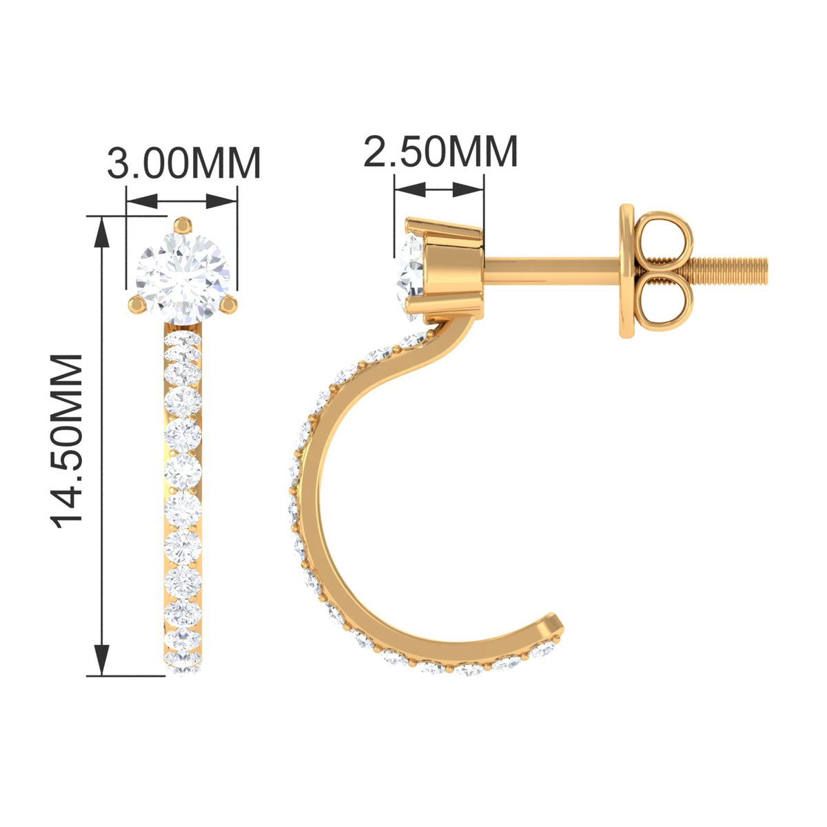 Cubic Zirconia Minimal Half Hoop Earrings
