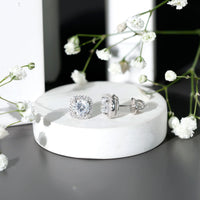 2.25 CT Round Cut Zircon Cocktail Halo Stud Earrings
