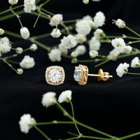2.25 CT Round Cut Zircon Cocktail Halo Stud Earrings