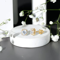 2.25 CT Round Cut Zircon Cocktail Halo Stud Earrings