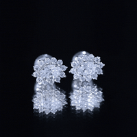 Oval Shaped CZ Diamond Halo Stud Earrings with Screw Back