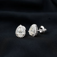 Certified 5X7 MM Cubic Zirconia Halo Stud Earrings