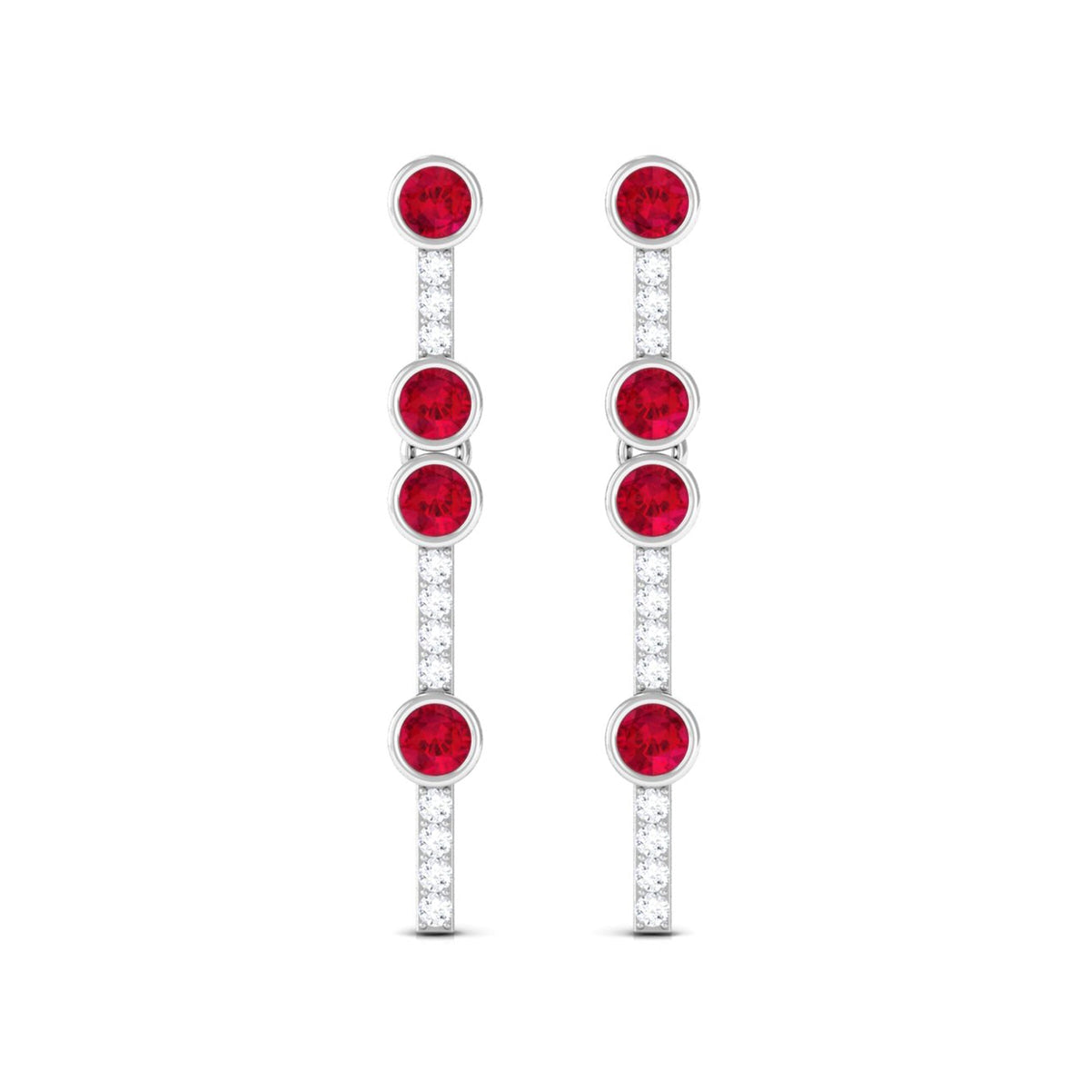Created Ruby and Diamond Dangle Earrings