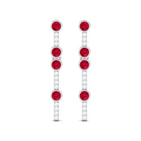 Created Ruby and Diamond Dangle Earrings