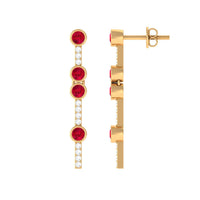 Created Ruby and Diamond Dangle Earrings