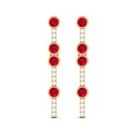 Created Ruby and Diamond Dangle Earrings