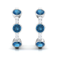 Certified London Blue Topaz and Diamond Hinged Hoop Earrings