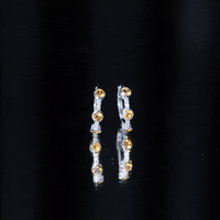 Bezel Set Citrine Hinged Hoop Earrings with Diamond