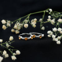 Bezel Set Citrine Hinged Hoop Earrings with Diamond