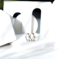 Bezel Set Citrine Hinged Hoop Earrings with Diamond