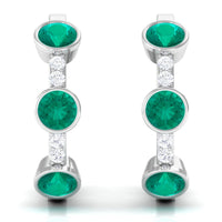 Certified Real Emerald Hoop Earrings with Diamond