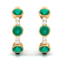 Certified Real Emerald Hoop Earrings with Diamond