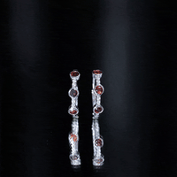 Bezel Set Garnet and Diamond Hinged Hoop Earrings