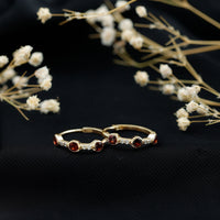 Bezel Set Garnet and Diamond Hinged Hoop Earrings