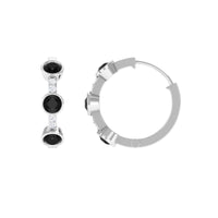 Lab Created Black and White Diamond Hinged Hoop Earrings