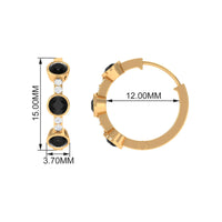 Lab Created Black and White Diamond Hinged Hoop Earrings