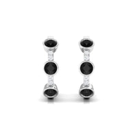 Lab Created Black and White Diamond Hinged Hoop Earrings