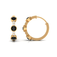 Lab Created Black and White Diamond Hinged Hoop Earrings