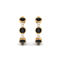 Lab Created Black and White Diamond Hinged Hoop Earrings