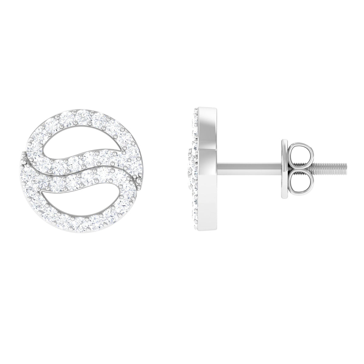 Classic Moissanite Round Stud Earrings in Gold