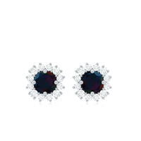 Genuine Black Opal Diamond Earrings with Screw Back