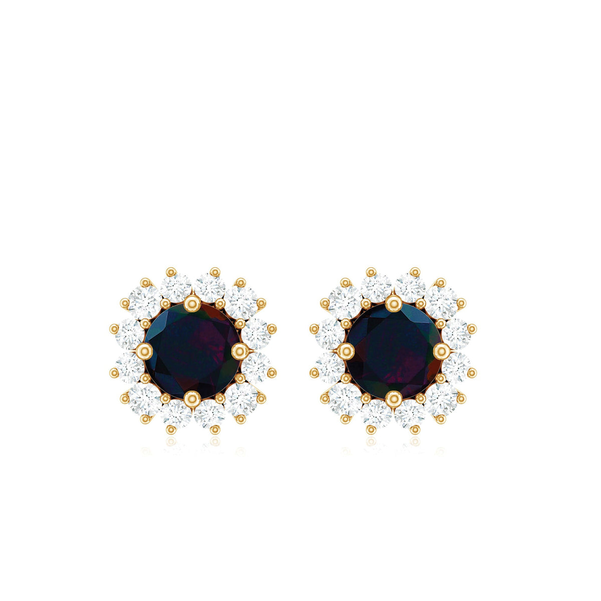Genuine Black Opal Diamond Earrings with Screw Back