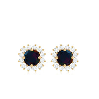 Genuine Black Opal Diamond Earrings with Screw Back