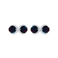 Natural 2 Stone Black Opal Infinity Earrings with Screw Back