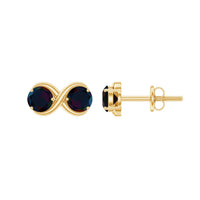 Natural 2 Stone Black Opal Infinity Earrings with Screw Back