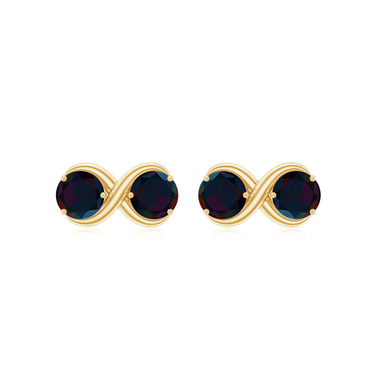 Natural 2 Stone Black Opal Infinity Earrings with Screw Back