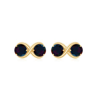 Natural 2 Stone Black Opal Infinity Earrings with Screw Back
