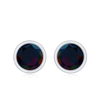 Natural October Birthstone Black Opal Earrings with Screw Back