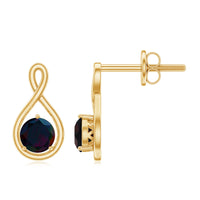 Natural Black Opal Infinity Earrings with Screw Back
