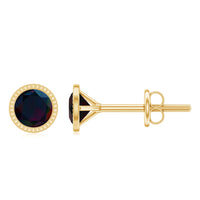 Natural Black Opal October Birthstone Earrings with Screw Back