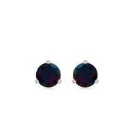 Solitaire Real Black Opal Martini Stud Earrings