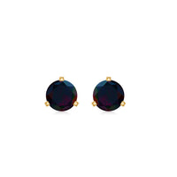 Solitaire Real Black Opal Martini Stud Earrings